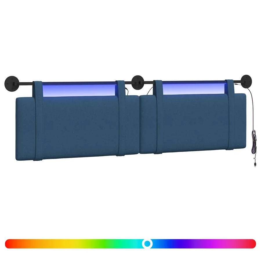 Tête de lit suspendue Avec lumière LED Bleu Tissu - 2