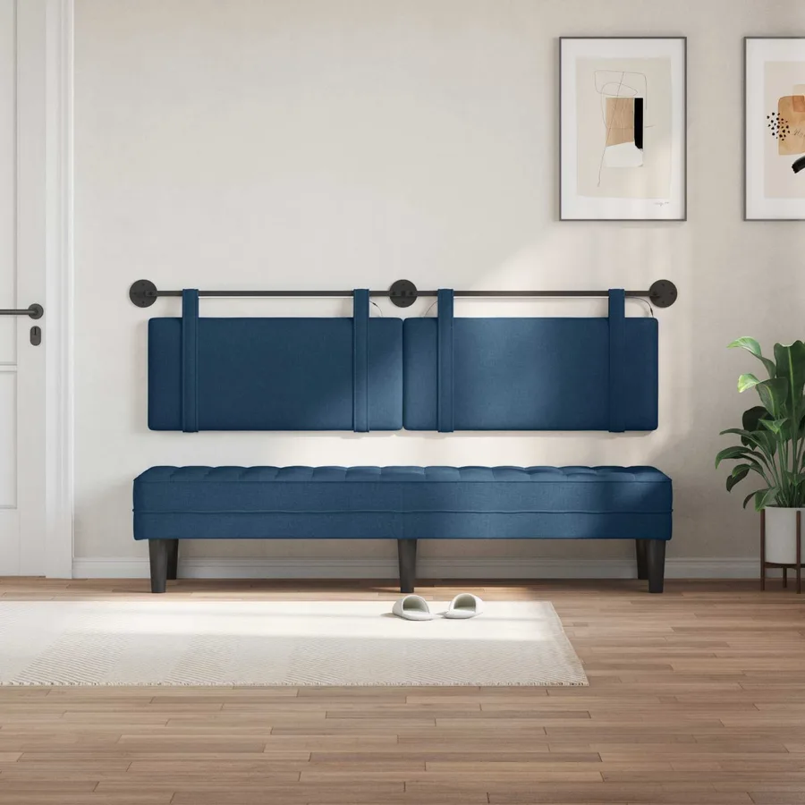 Tête de lit suspendue Avec lumière LED Bleu Tissu - 3