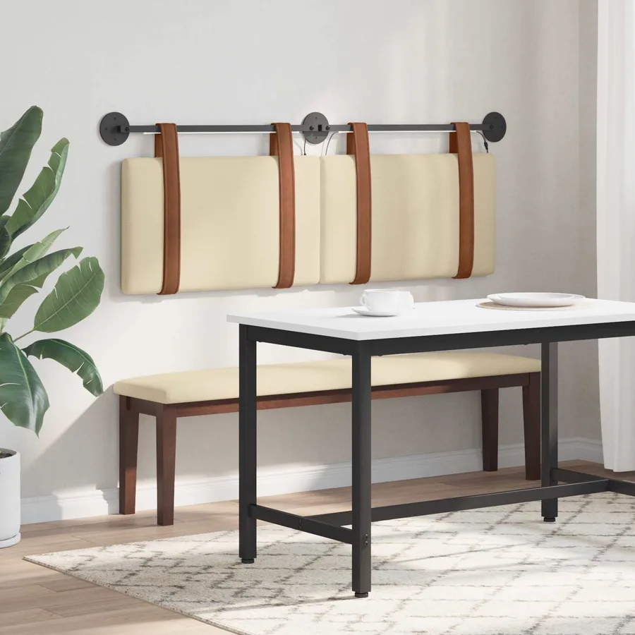 Tête de lit suspendue Avec lumière LED Crème PU antique - 4
