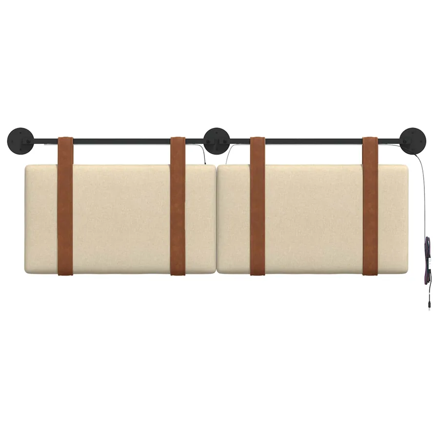 Tête de lit suspendue Avec lumière LED Crème PU antique - 6