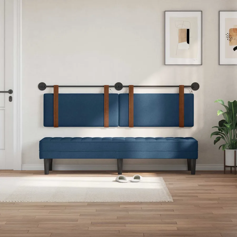 Tête de lit suspendue Avec lumière LED Bleu PU antique - 3