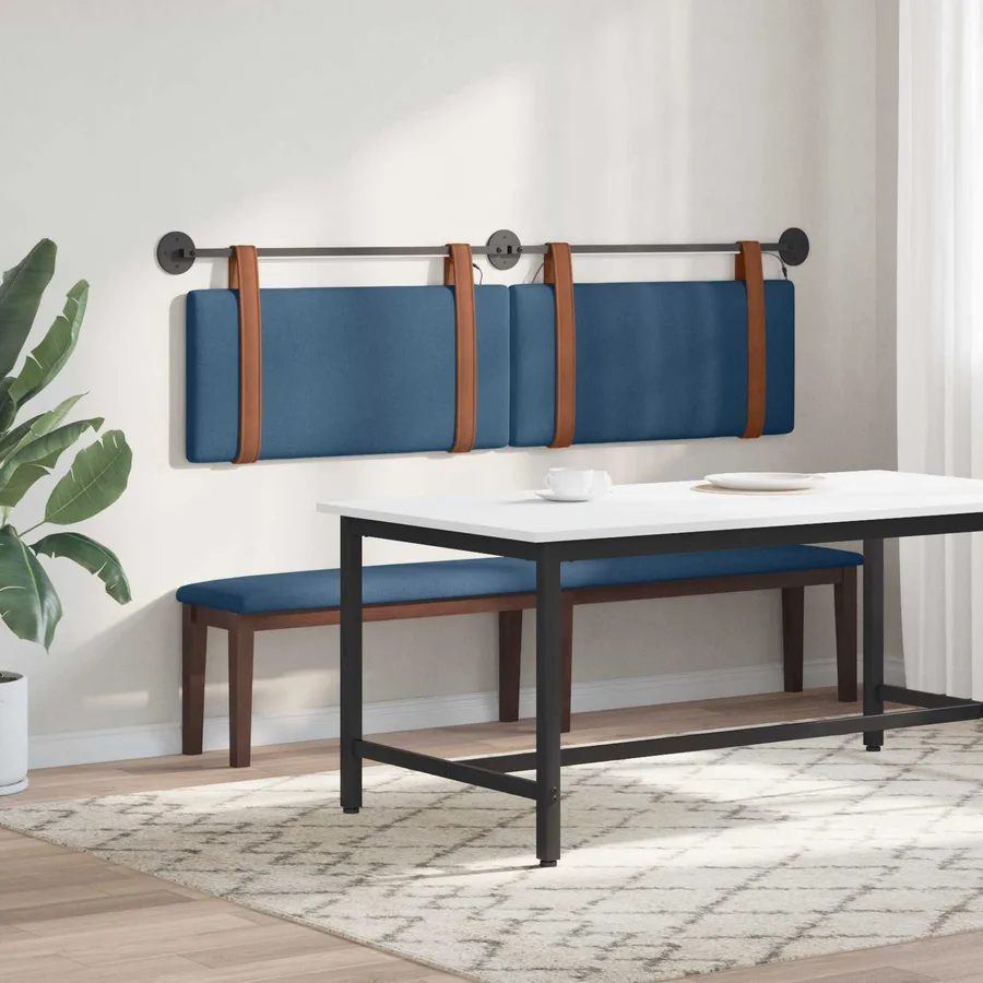 Tête de lit suspendue Avec lumière LED Bleu PU antique - 4