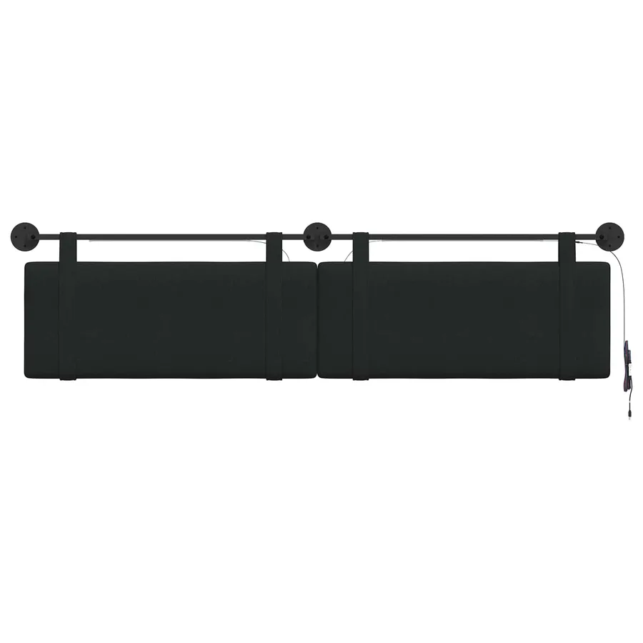 Tête de lit suspendue Avec lumière LED Noir Tissu - 6