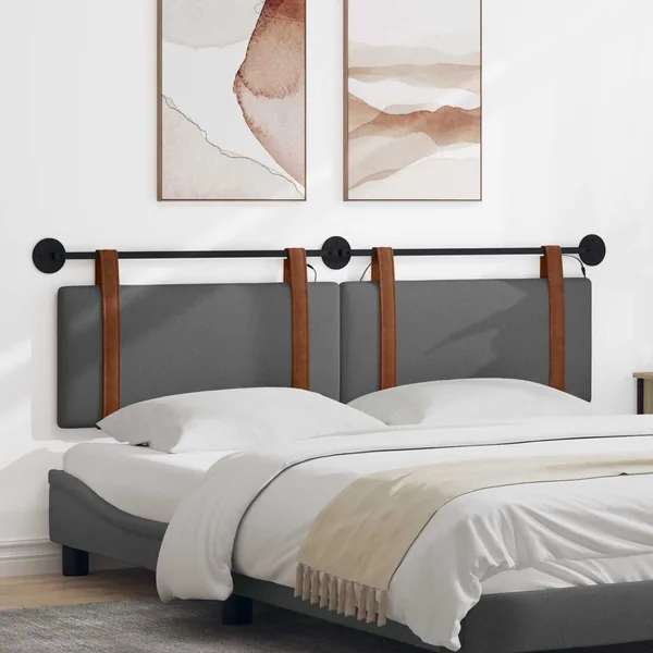 Tête de lit suspendue Avec lumière LED Gris foncé PU antique