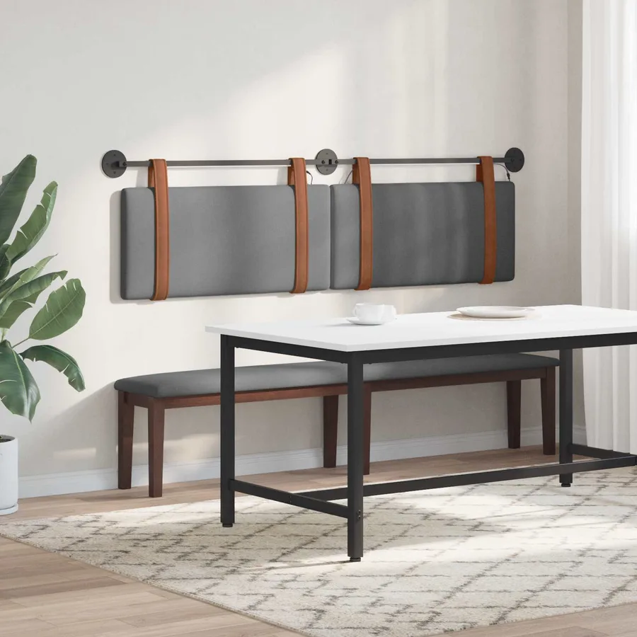Tête de lit suspendue Avec lumière LED Gris foncé PU antique - 4