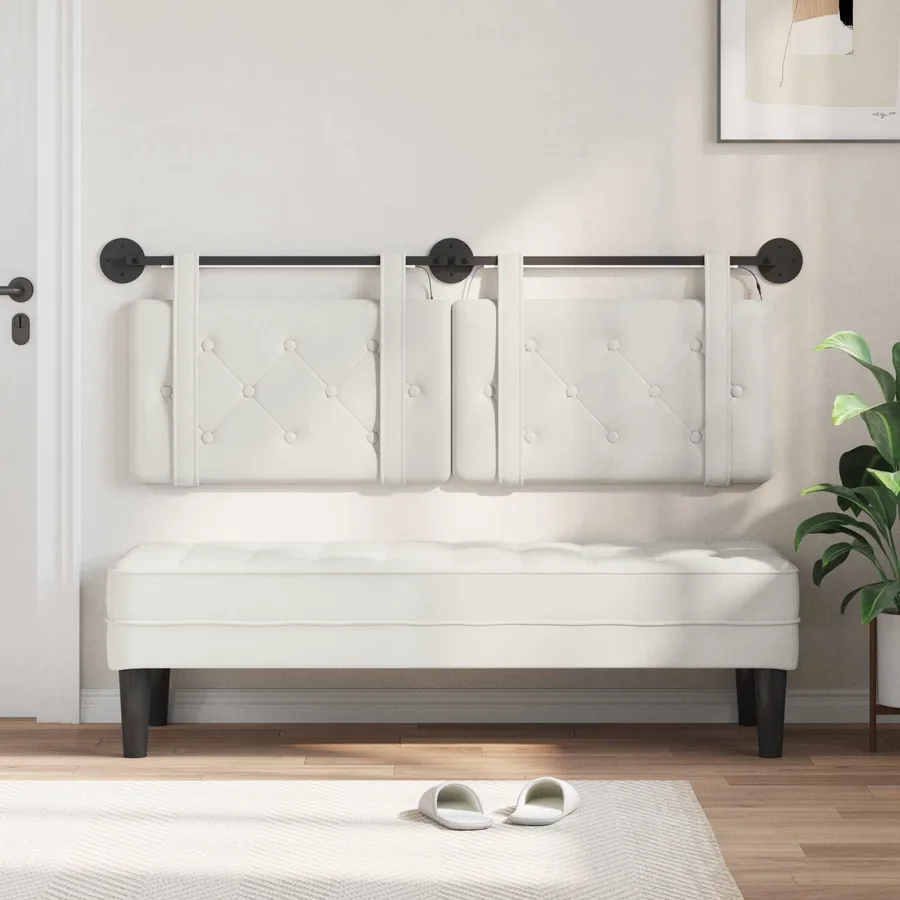 Tête de lit suspendue Avec lumière LED Blanc Simili cuir - 3