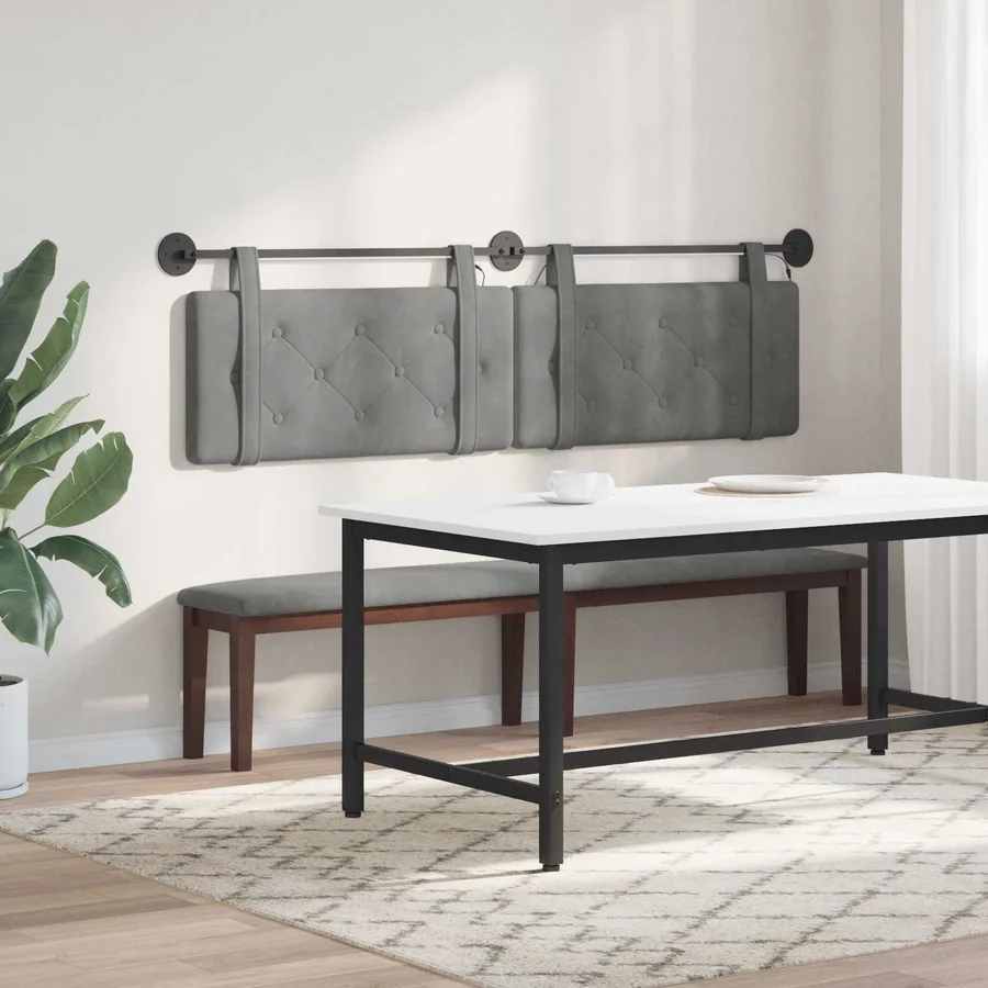 Tête de lit suspendue Avec lumière LED Gris foncé Velours - 4