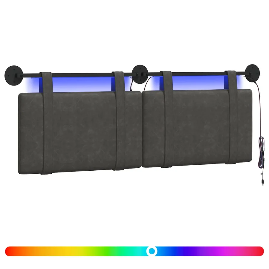 Tête de lit suspendue Avec lumière LED Noir PU antique - 2