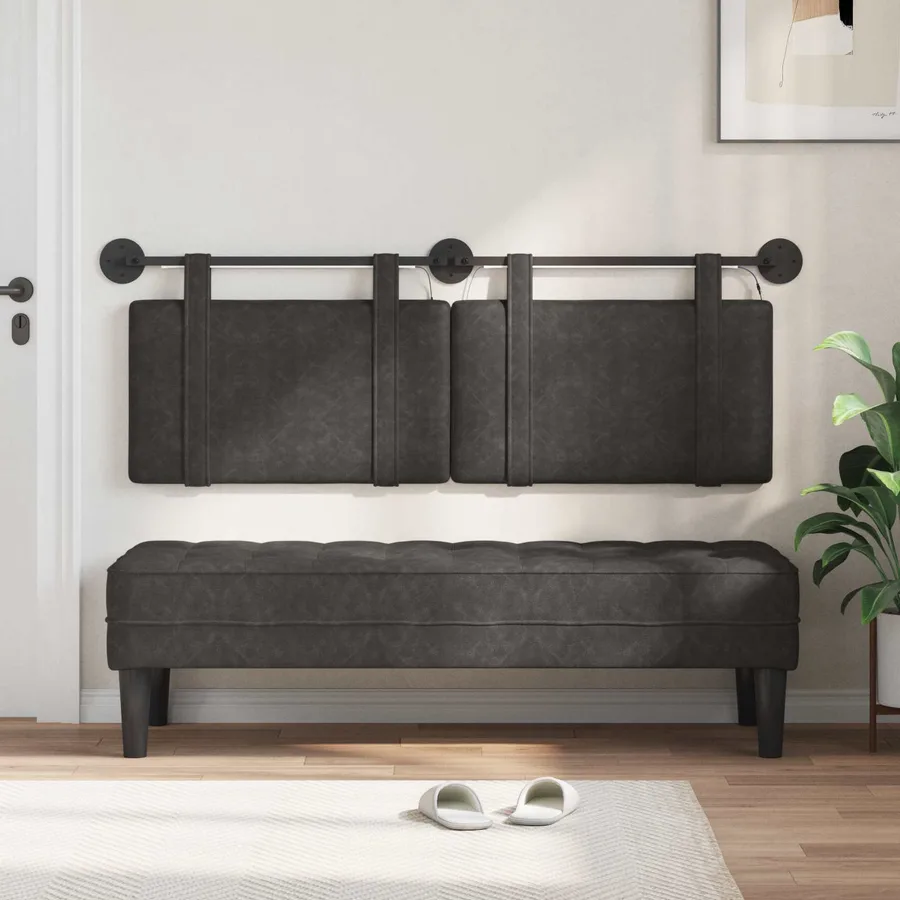 Tête de lit suspendue Avec lumière LED Noir PU antique - 3
