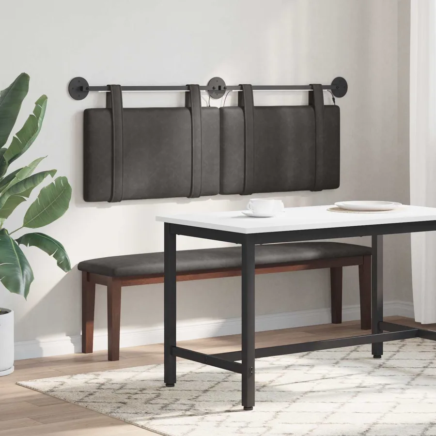 Tête de lit suspendue Avec lumière LED Noir PU antique - 4