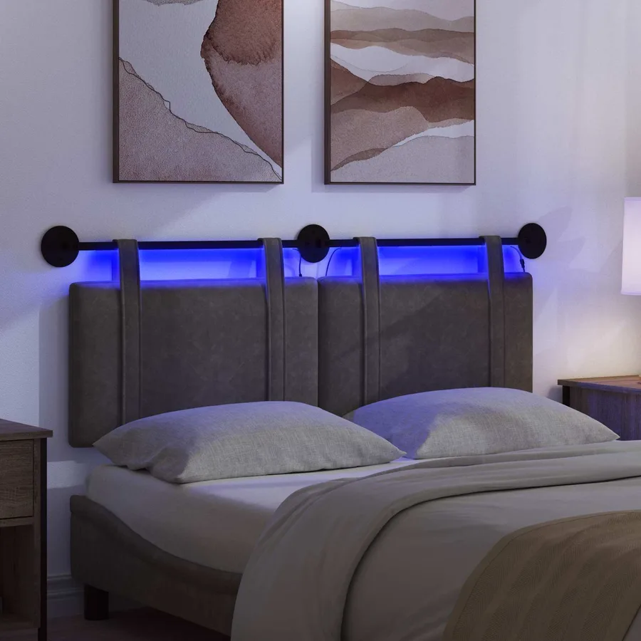 Tête de lit suspendue Avec lumière LED Noir PU antique - 5
