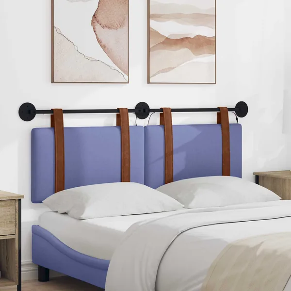 Tête de lit suspendue Avec lumière LED Bleu denim PU antique
