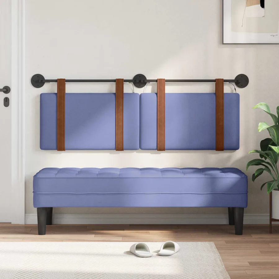 Tête de lit suspendue Avec lumière LED Bleu denim PU antique - 3