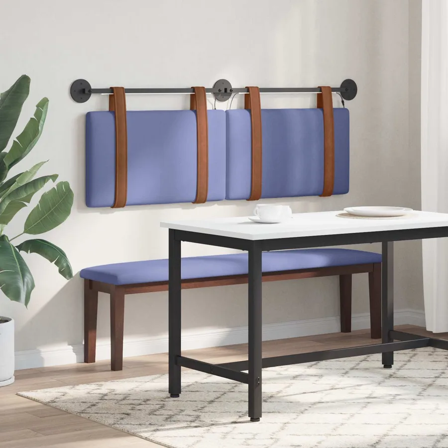 Tête de lit suspendue Avec lumière LED Bleu denim PU antique - 4