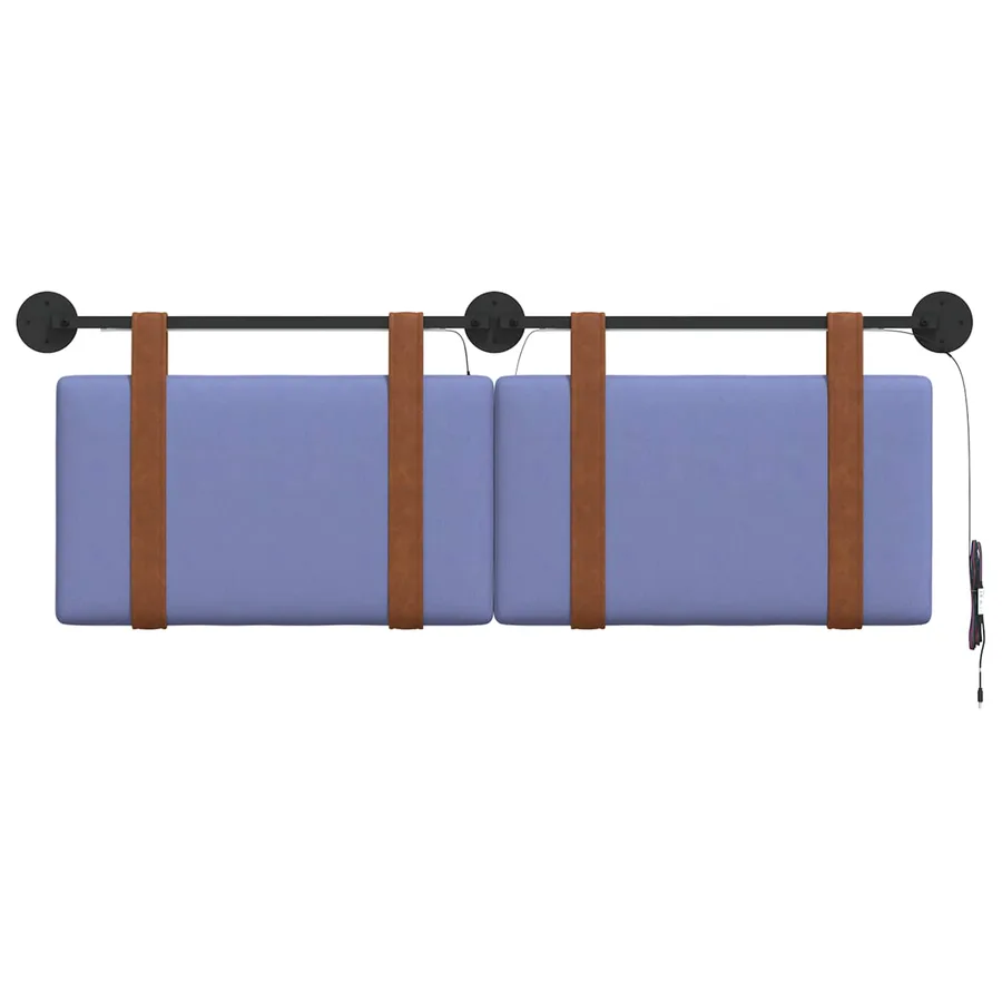 Tête de lit suspendue Avec lumière LED Bleu denim PU antique - 6