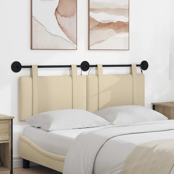 Tête de lit suspendue Avec lumière LED Crème Tissu