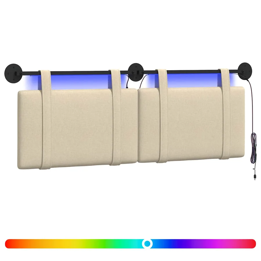 Tête de lit suspendue Avec lumière LED Crème Tissu - 2