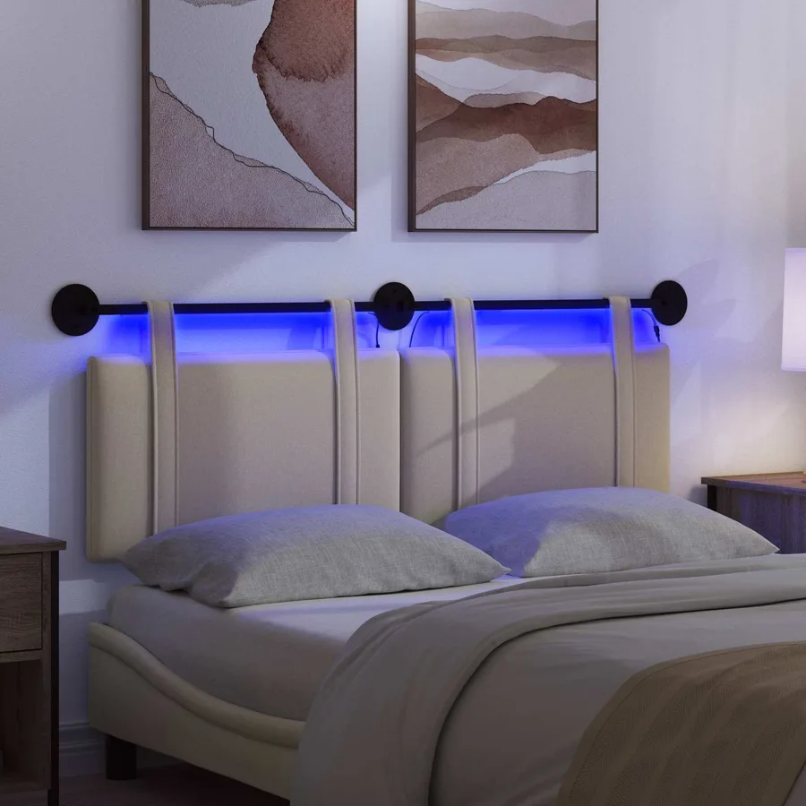 Tête de lit suspendue Avec lumière LED Crème Tissu - 5