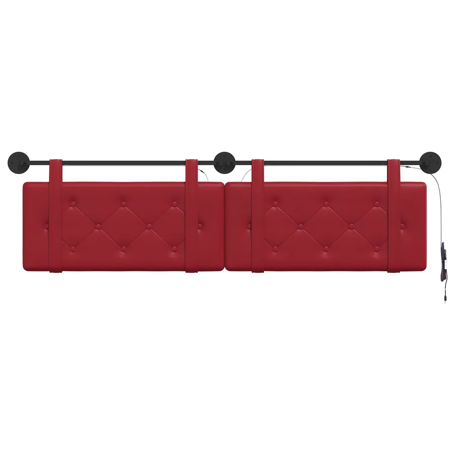 Tête de lit suspendue Avec lumière LED Bordeaux Simili cuir - 6