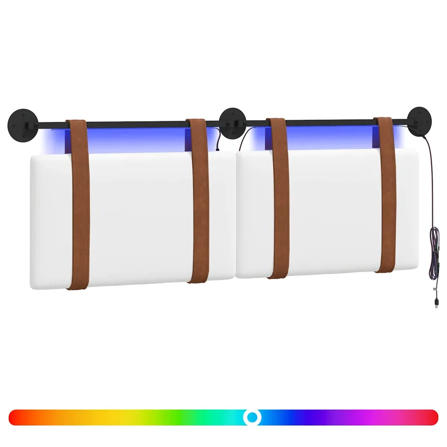 Tête de lit suspendue Avec lumière LED Blanc PU antique - 2