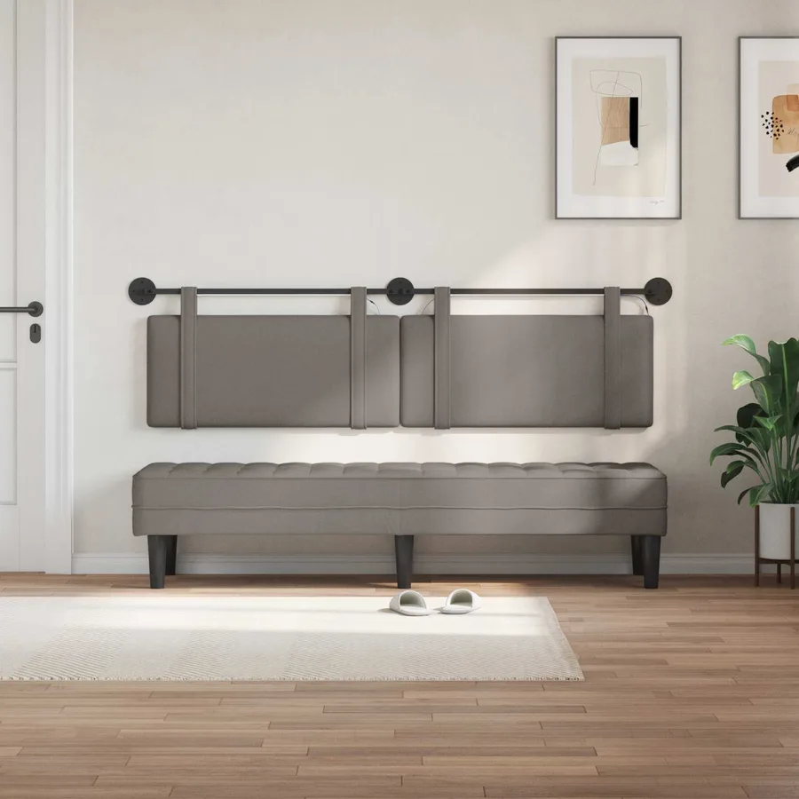 Tête de lit suspendue Avec lumière LED Taupe Tissu - 3