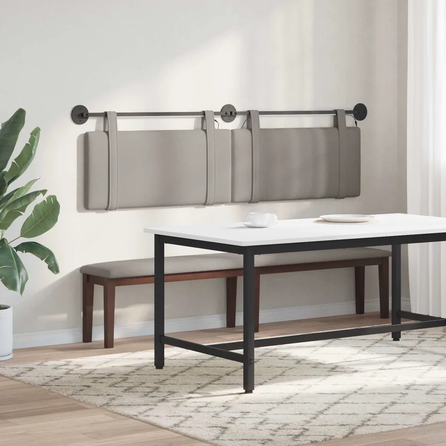 Tête de lit suspendue Avec lumière LED Taupe Tissu - 4