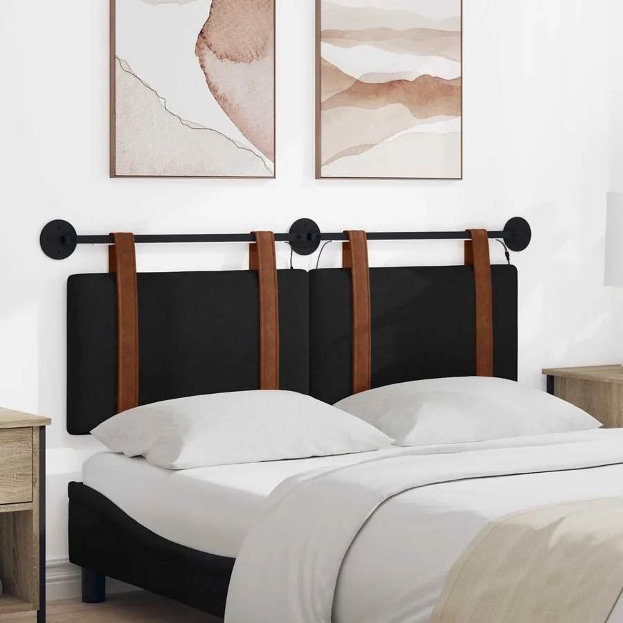 Tête de lit suspendue Avec lumière LED Noir PU antique