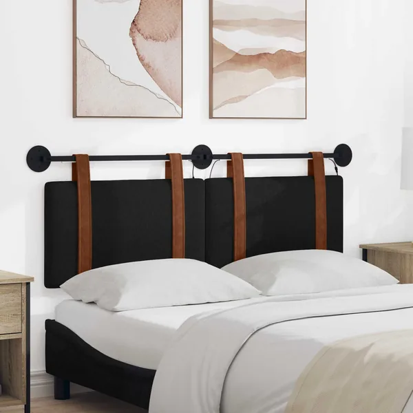 Tête de lit suspendue Avec lumière LED Noir PU antique