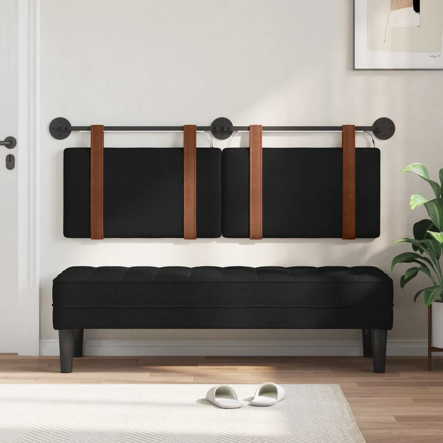Tête de lit suspendue Avec lumière LED Noir PU antique - 3