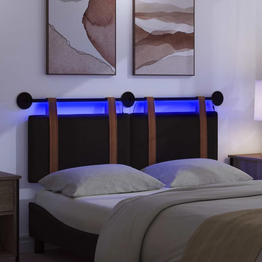 Tête de lit suspendue Avec lumière LED Noir PU antique - 5