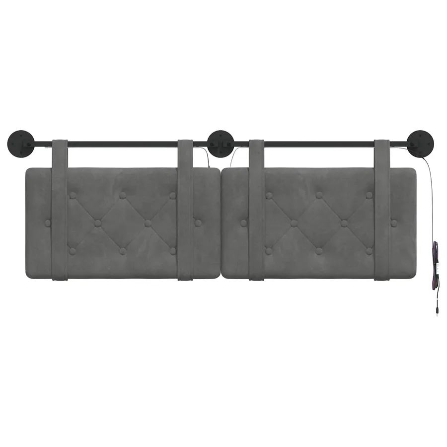 Tête de lit suspendue Avec lumière LED Gris foncé Velours - 6