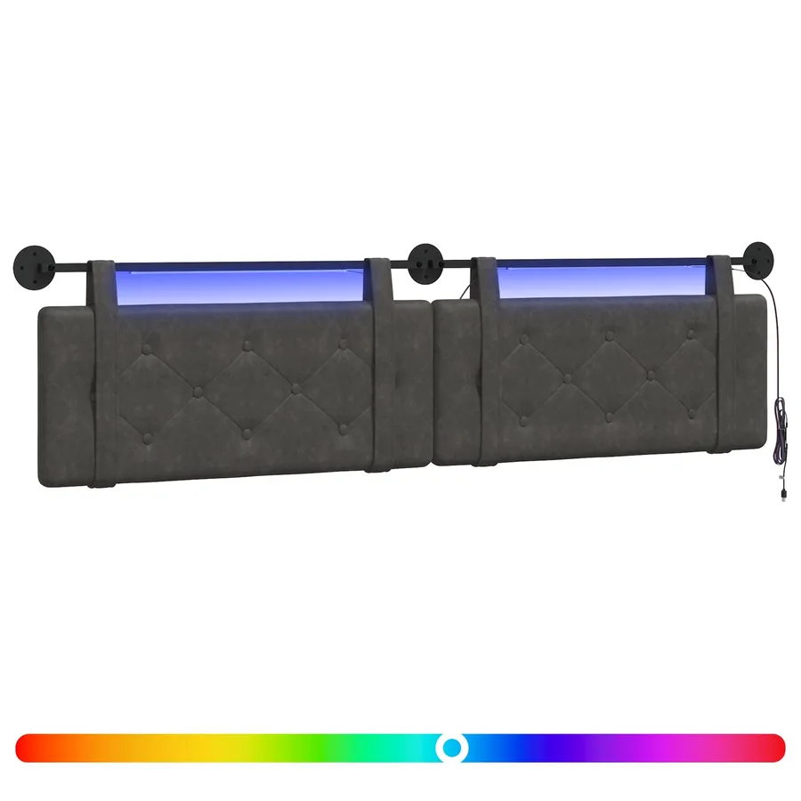 Tête de lit suspendue Avec lumière LED Noir PU antique - 2