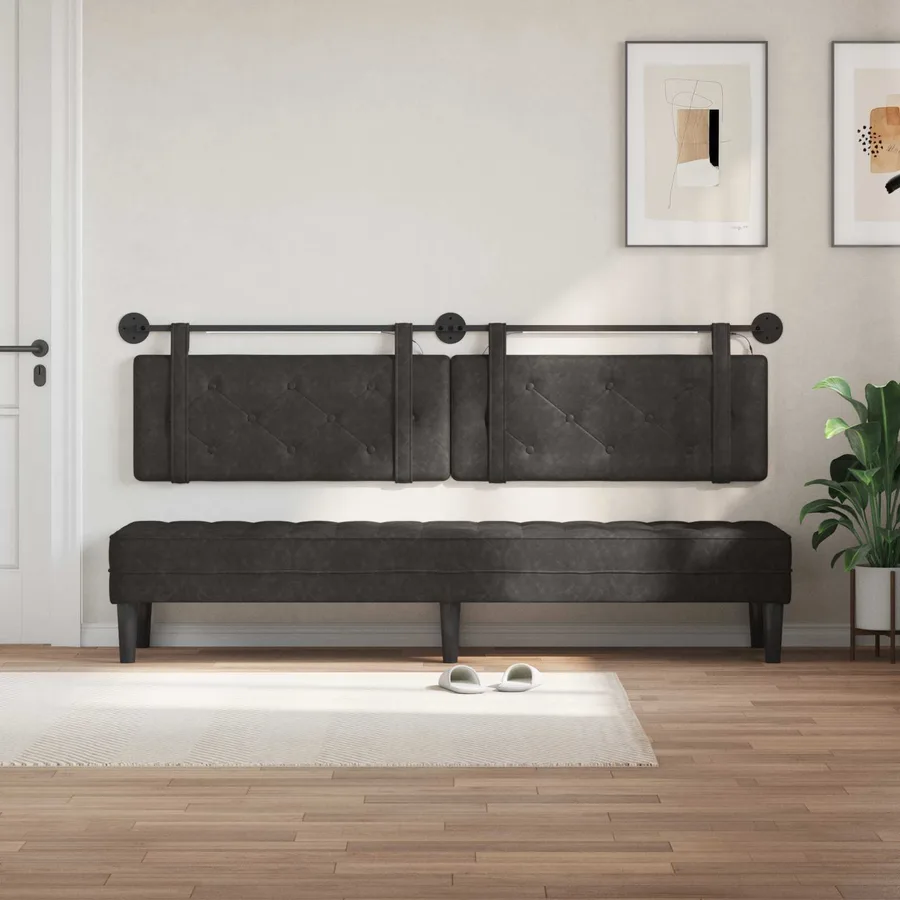 Tête de lit suspendue Avec lumière LED Noir PU antique - 3