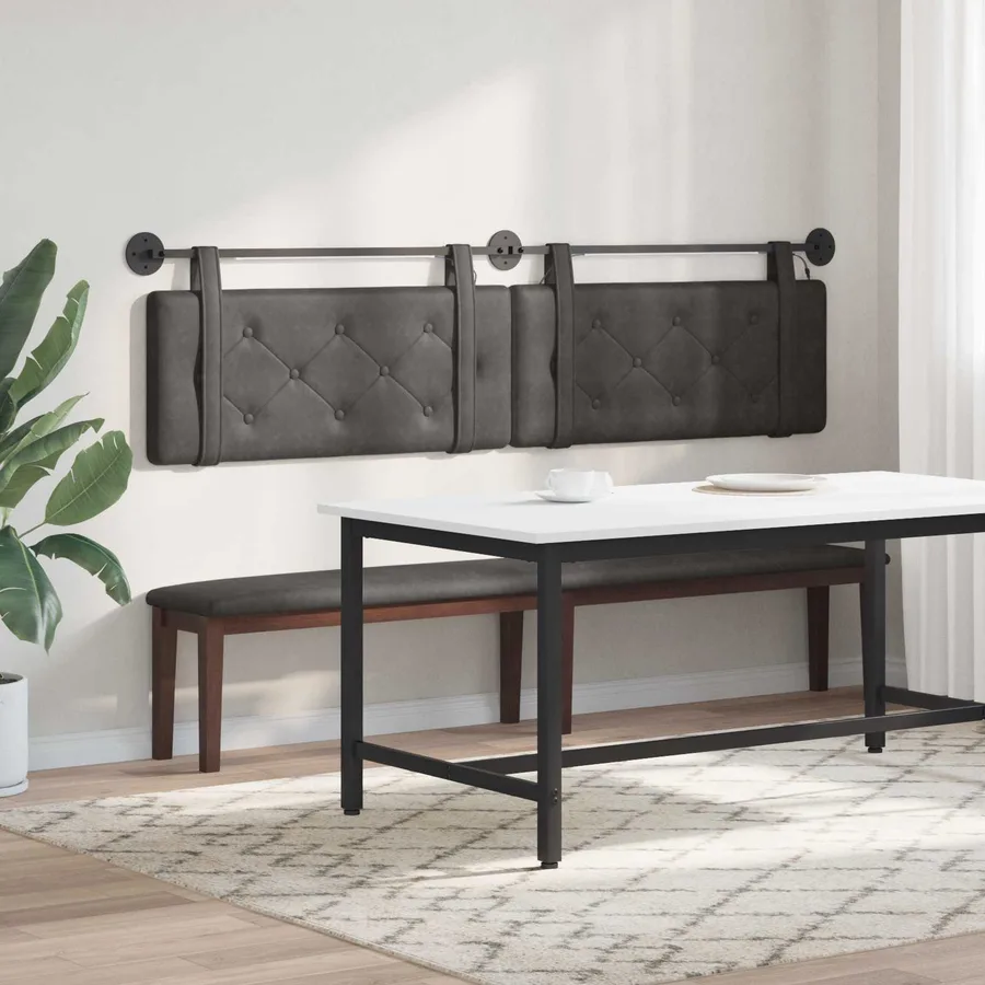 Tête de lit suspendue Avec lumière LED Noir PU antique - 4