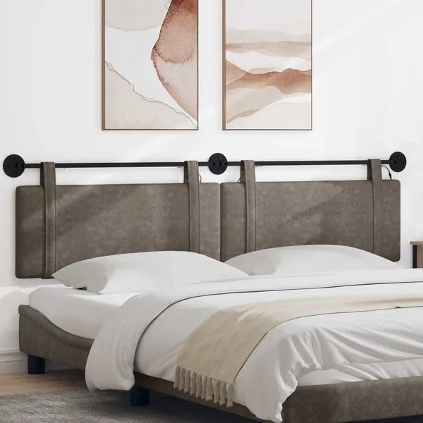 Tête de lit suspendue Avec lumière LED Gris PU antique