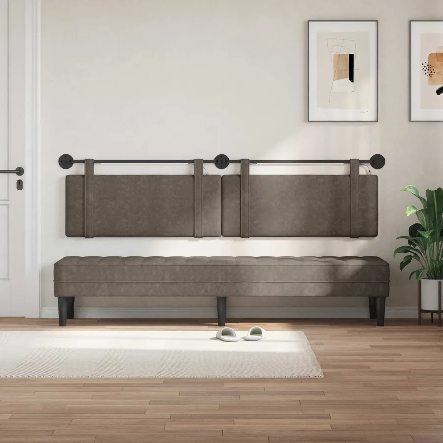 Tête de lit suspendue Avec lumière LED Gris PU antique - 3