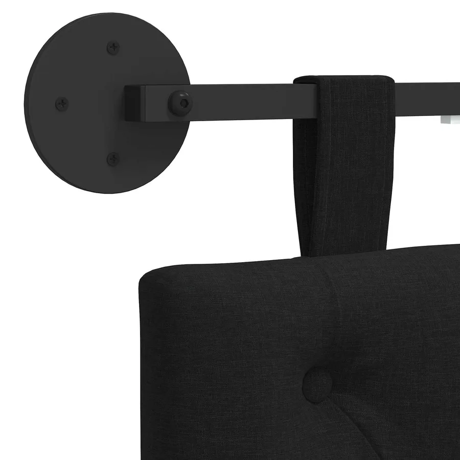 Tête de lit suspendue Avec lumière LED Noir Tissu - 10