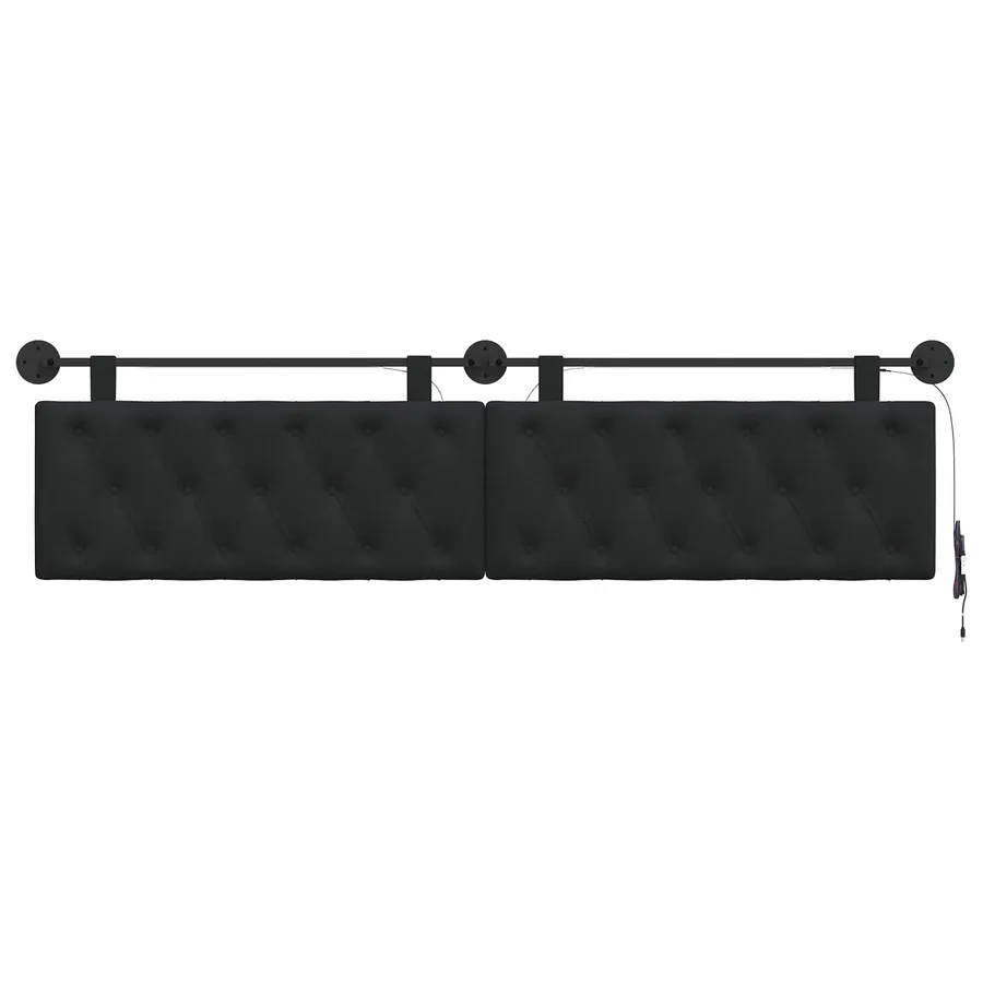 Tête de lit suspendue Avec lumière LED Noir Tissu - 6