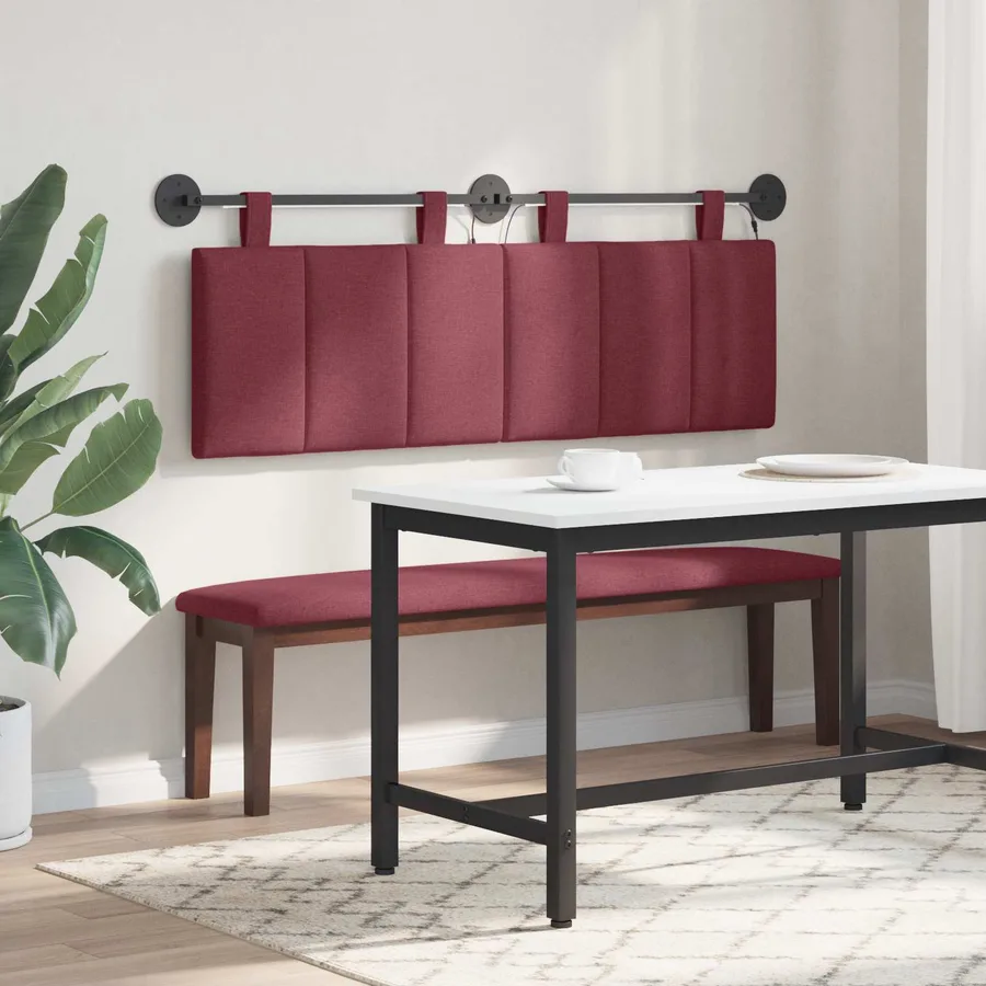 Tête de lit suspendue Avec lumière LED Bordeaux Tissu - 4
