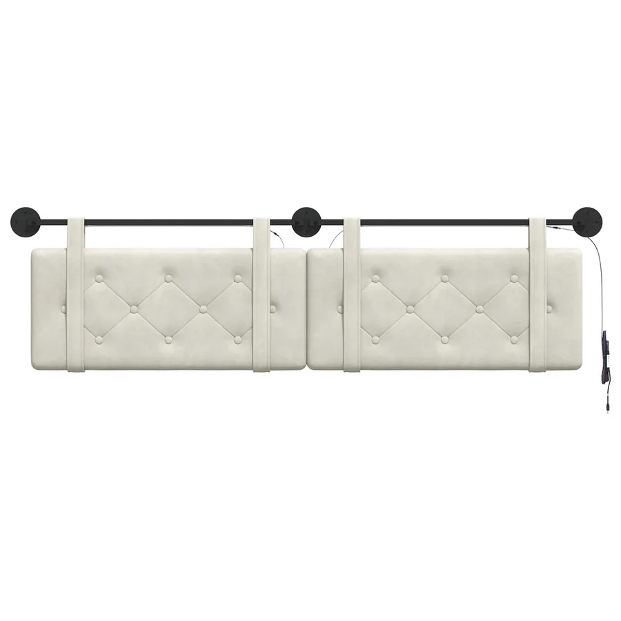 Tête de lit suspendue Avec lumière LED Crème Velours - 6