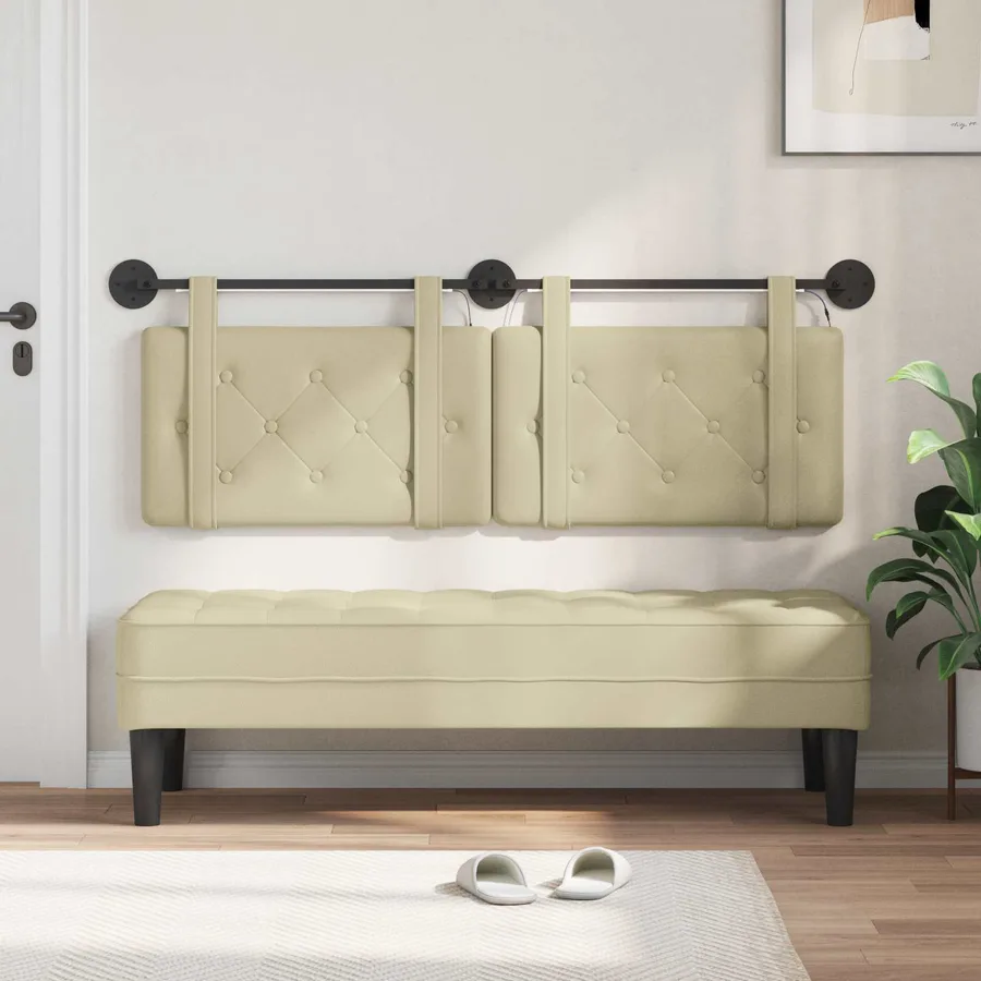 Tête de lit suspendue Avec lumière LED Crème Simili cuir - 3