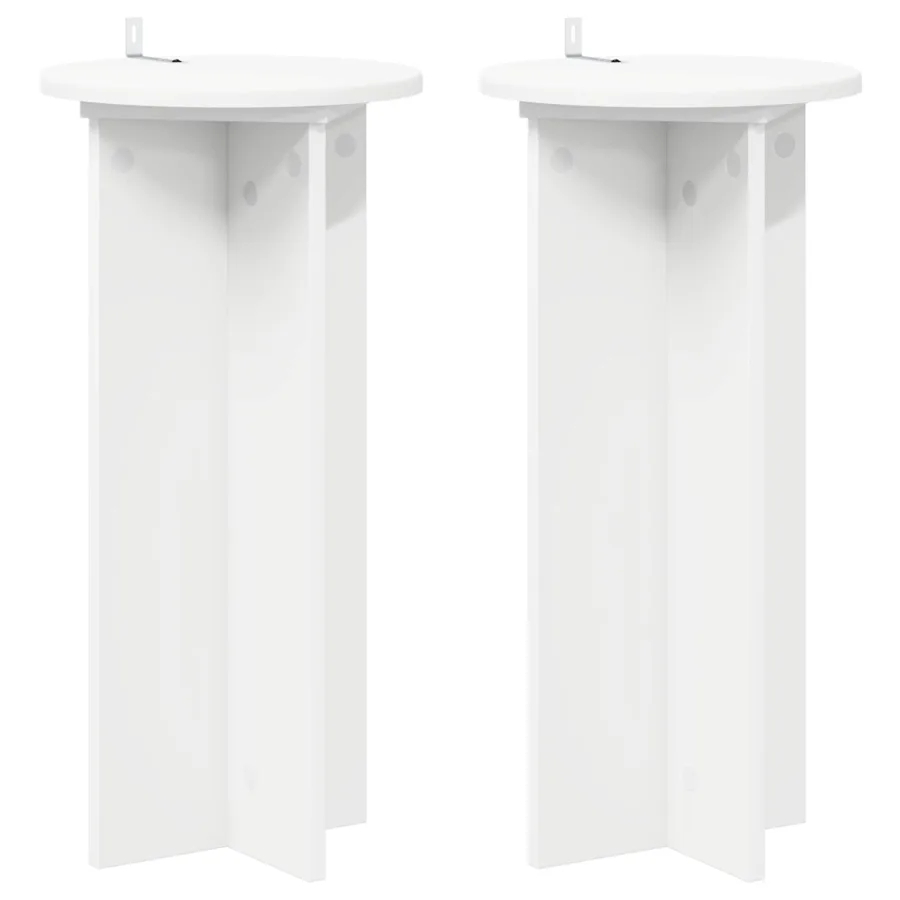 Support de Plante 2 pcs Blanc Ø29,5 x 60 cm Bois d'ingénierie - 2