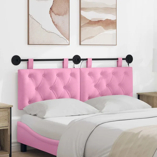 Tête de lit suspendue Avec lumière LED Rose Tissu
