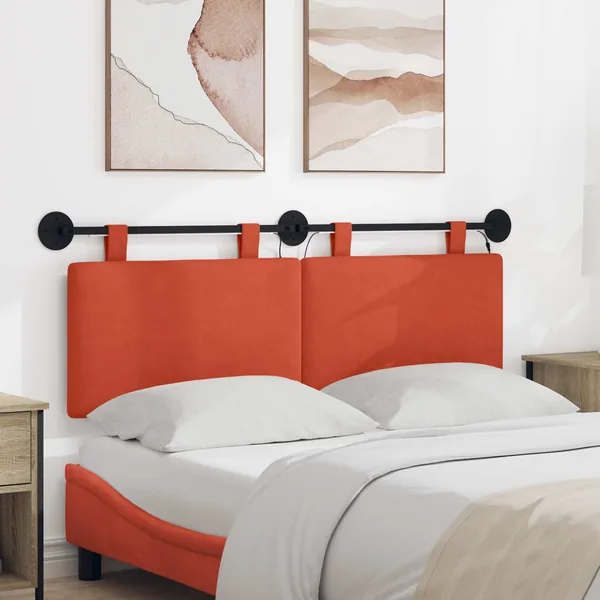 Tête de lit suspendue Rouge orange Tissu en velours côtelé