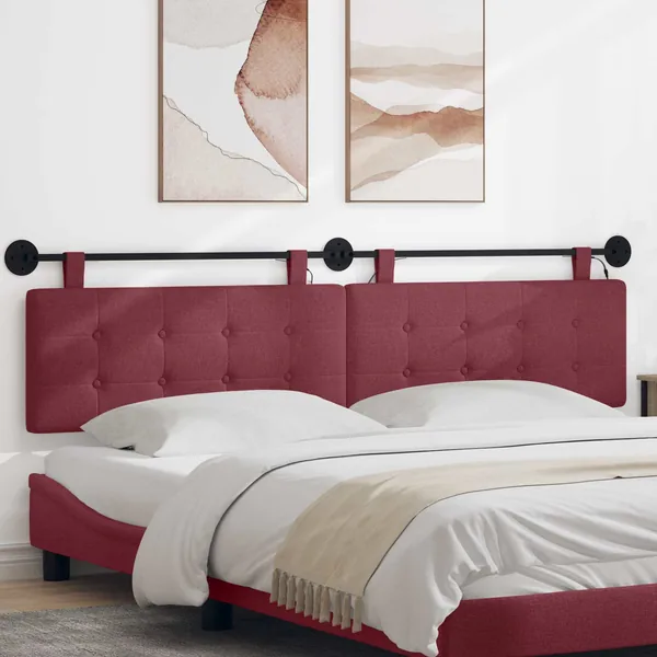 Tête de lit suspendue Avec lumière LED Bordeaux Tissu