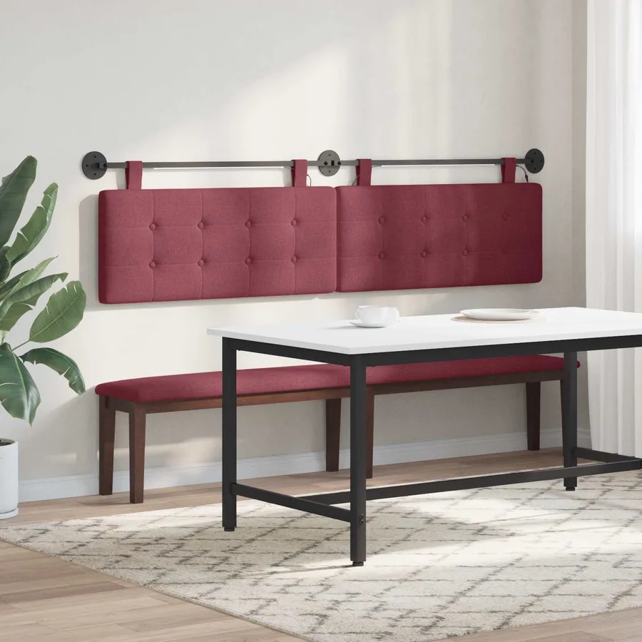Tête de lit suspendue Avec lumière LED Bordeaux Tissu - 4