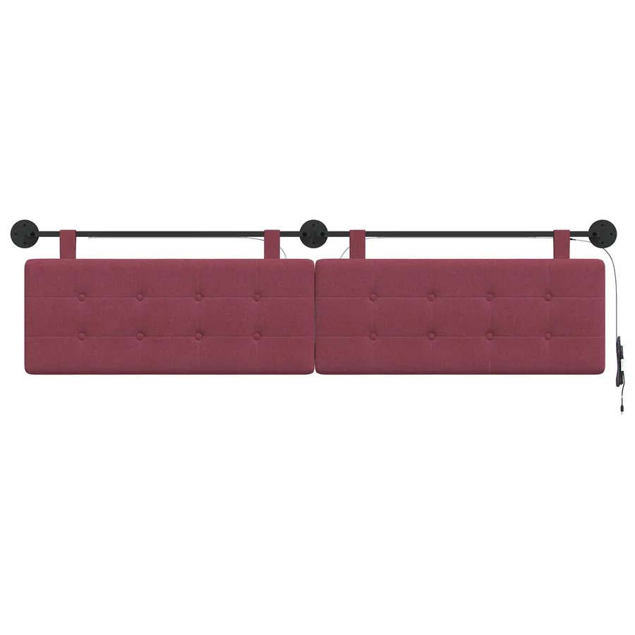 Tête de lit suspendue Avec lumière LED Bordeaux Tissu - 6