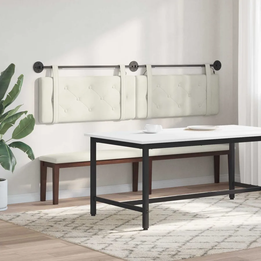 Tête de lit suspendue Avec lumière LED Crème Velours - 4