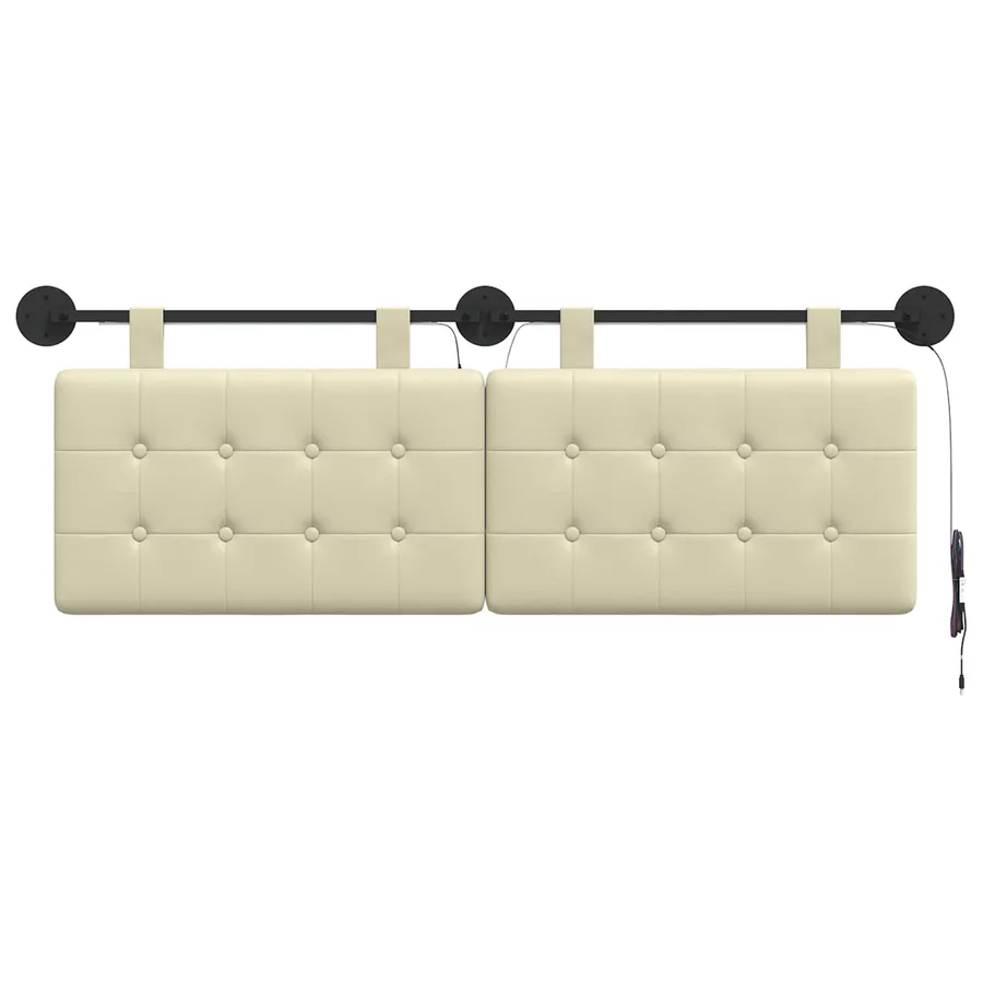 Tête de lit suspendue Avec lumière LED Crème Simili cuir - 6