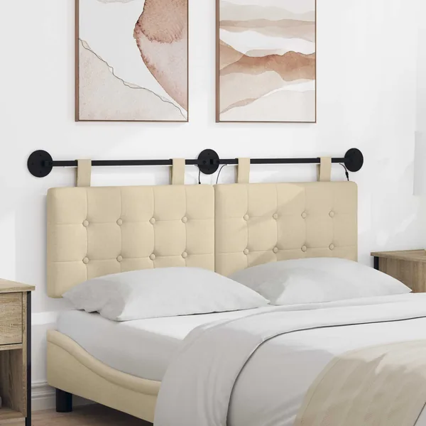 Tête de lit suspendue Avec lumière LED Crème Tissu